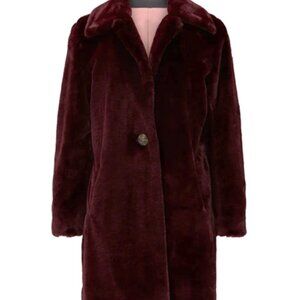 $297 WAVERLY GRAY Faux Fur Betty Jacket S burgundy
